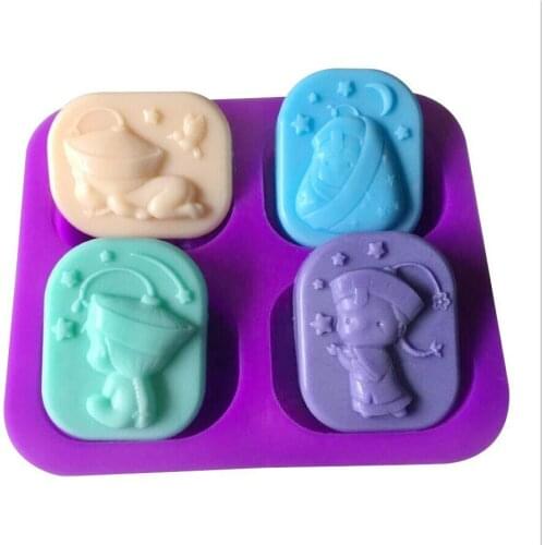 4 hole Cute little zombie Siliconeb cake mold Soap mould baking tool