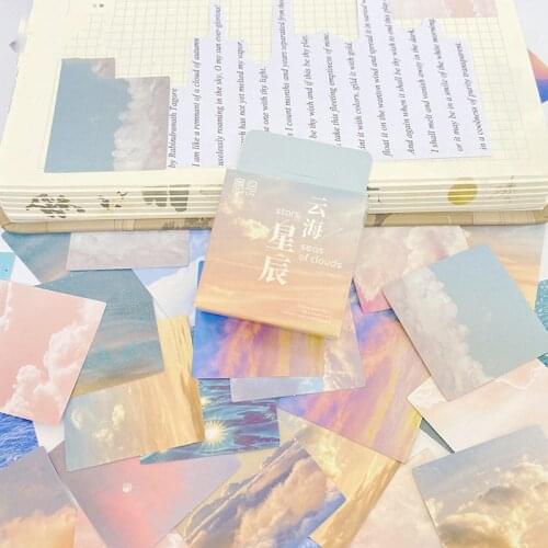 46pcs/Box Stars Seas Of Clouds Pattern Scrapbooking Seal Book Label Paper Stickers DIY Stationery Crafts Diary Mobile Decoration