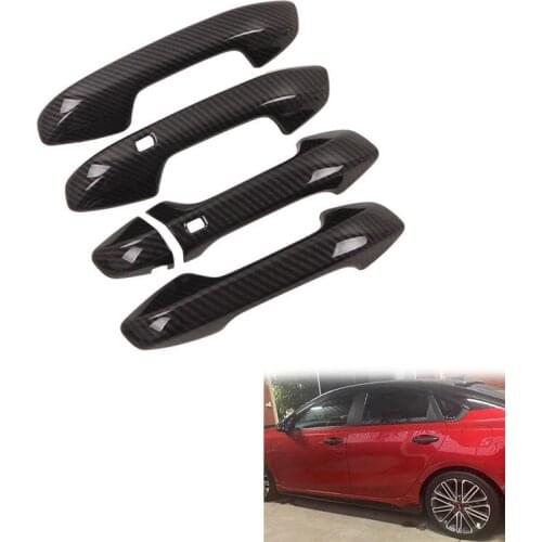 5Pcs/Set Car ABS Carbon Look Door Handle Bowl Decor Cover Trim for Kia Forte Cerato 2019 2020 Car Styling
