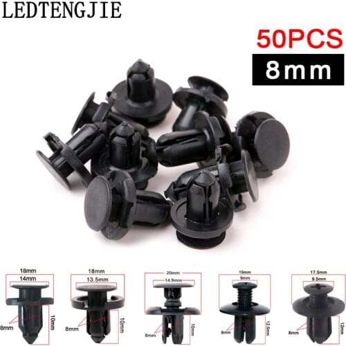 50 Pieces 8mm Various Sizes Black Fasteners Automotive Rivet Fasteners Plastic Rivet Bumper Fender Clip
