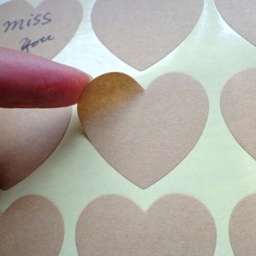 60pcs/120pcs Heart Shaped Blank Kraft Paper Stickers Seal Labels Gift Lables Stickers Gift Wrapping DIY Wedding Party Decoration