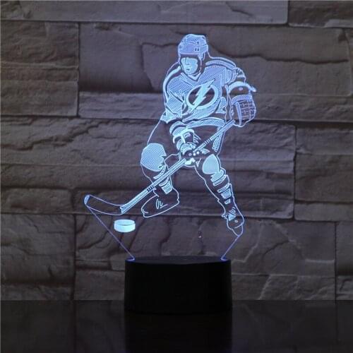 7 Colors Change Bedroom Sleep Lighting 3D Ice Hockey Goalie Table Lamp Led Nightlights Usb Sports Fans Gifts Home Decor 1776