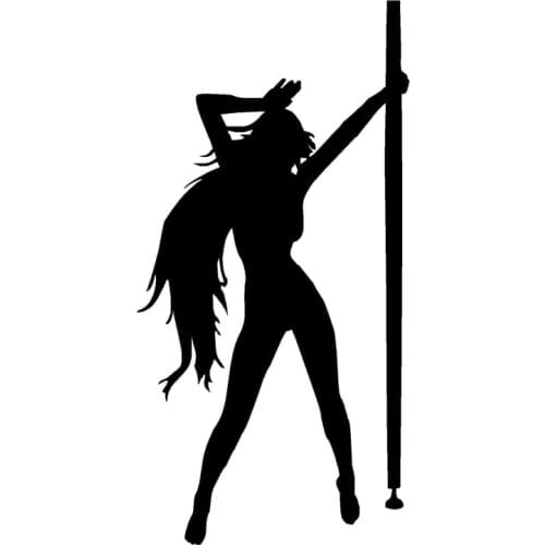 9.7*19.3CM Sexy Pole Dancing Girl Car Stickers Vinyl Car Decorative Accessories Black/Silver C7-0875