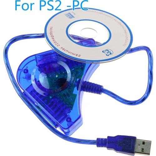 20pcs USB Controller Gamepad Adapter Converter Cable for PlayStation 2 PS2 Joypad to PC Games Dual Ports with CD Driver