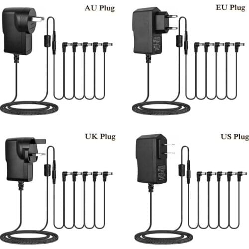 9V AC/DC Power Adapter UL Listed DC Power Supply Cord Adapter Keyboard Charger Center Positive DC Jack 6.6ft With 5 Way Daisy