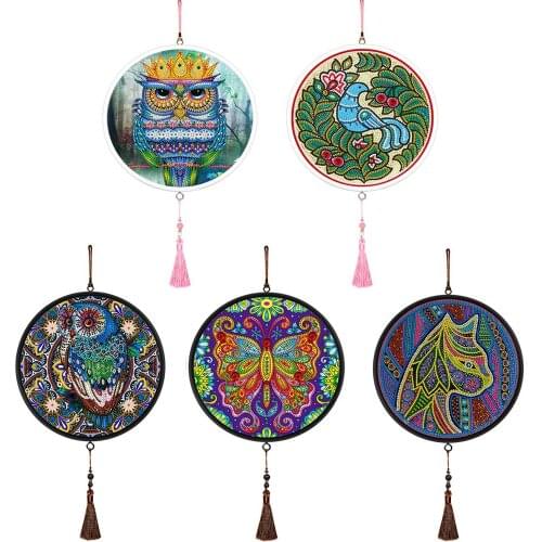 Owl Butterfly Diamond Painting Pendant with Tassel Partial Drill Special Shape Diamond Embroidery Cross Stitch home Decoration