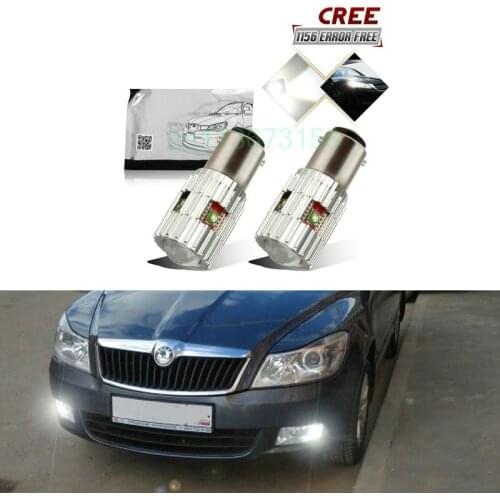 Car 12V 1156 led Canbus OBC S25 BA15S P21W LED Bulb for Skoda Superb Octavia 2 FL 2011 2012 2013 Daytime Running Lights DRL