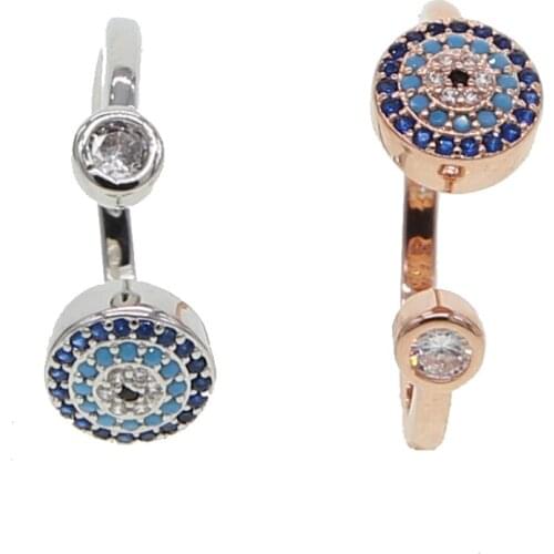 White blue cubic zirconia CZ delicate open ring simple minimalist turkish evil eye minimalist adjust ring drop shipping