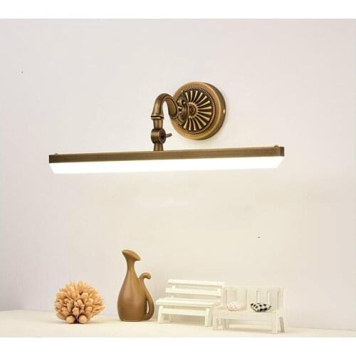 Free Shipping Brass Modern Mirror Wall Lamp 43cm/58cm Bathroom Mirror Lamp Waterproof Retro Bronze Cabinet Vanity Mirror Lights