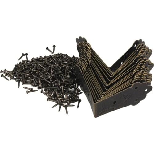 Bronze Iron Vintage Box Corner Guards Protectors Antique Desk Edge Cover Pack of 20 68x31mm