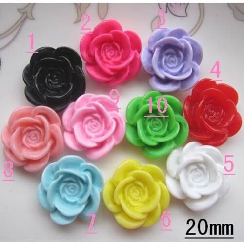 For DIY Hair Decoration 50pcs Mixed 20mm Popular Flat Back Reisn Cabochon Flowers