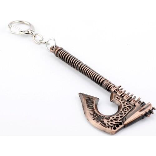 Dongsheng World of Warcraft Sword Keychain WOW Grom Hellscream Gorehowl Axe Keyring For Men Women Key Ring Cosplay