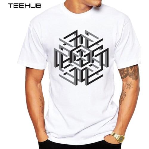 Geometric abstract figure pattern Men T-Shirt O-Neck Short Sleeve Casual Tops Hipster Printed T Shirts Summer Fashion Tee