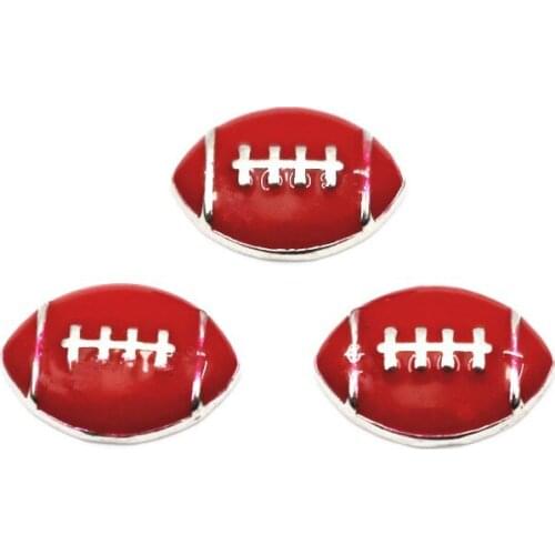 Hot selling 10pcs/lot football floating charms sports rugby charms living glass memory lockets diy jewelry