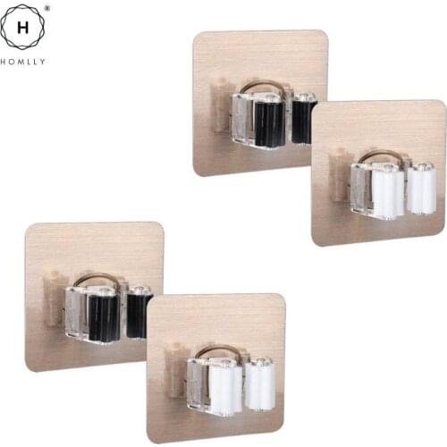 Homlly Non Drill Wall Mounted Broom Mop Holder Clamp (4pcs)