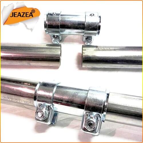 JEAZEA 2" 51mm Universal Stainless Steel Car Exhaust Pipe Tube Connector Heavy Duty Sleeve Double Clamp Tube Adapter Joiner