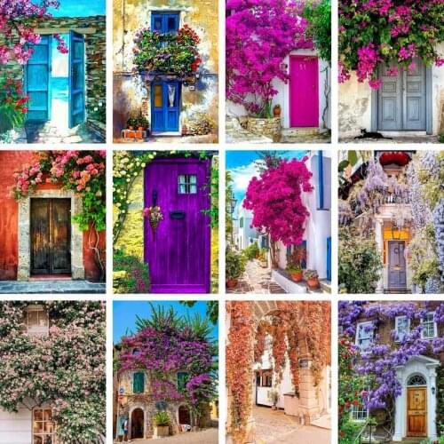 GATYZTORY Flower Scenery DIY Painting By Numbers On Canvas Oil Pictures For Adults Acrylic Coloring By Number Frame Home Decorat