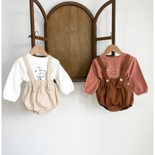 Infant Baby Boy Girl Newborn Rompers New 2021 Spring Kids Boy Girl Corduroy Braces Romper Baby Boy Girl Rompers Clothess