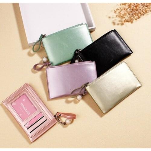 Purse PU Solid Zipper Square coin purse wallet simple style Card bag Earphone bag high quality