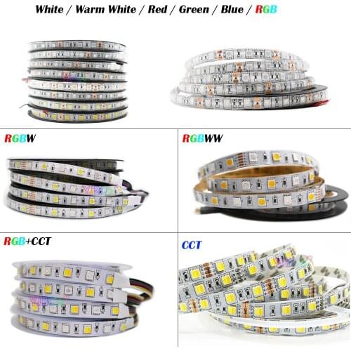 5M 300LEDs SMD 5050 RGB LED Strip Waterproof CCT RGBCCT RGBW RGBWW white warm white Light Strips Flexible Lamp Tape DC 12V 24V