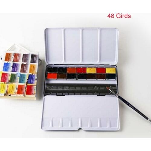 48 Gird Metal Empty Watercolor Tins Pans Palette Paint Case Box for Children Artist Student Beginners Professionals Art Supplies