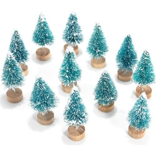 12PCS Mini Christmas Tree 3.5/4.5/6.5CM Sisal Silk Cedar Artificial Small Christmas Tree New Year Christmas Decorations For Home