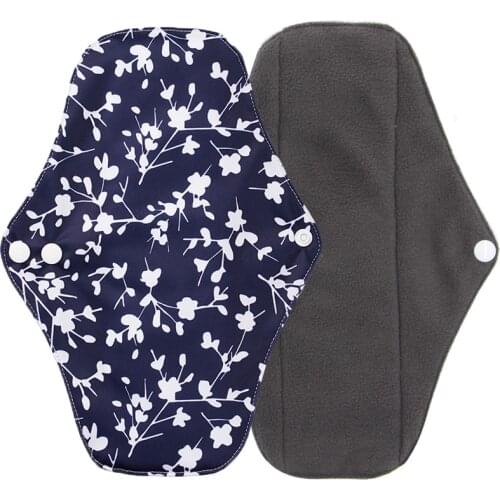 Reusable bamboo charcoal sanitary napkins Menstrual pads Washable anti-leakage menstrual period nursing pads 18*25cm