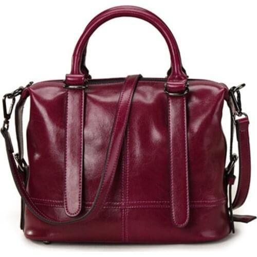 Han Edition Fashionable Joker Leather Wax Cowhide Restoring Ancient Ways Portable Brand Solid Color Large Capacity Shoulder Bags
