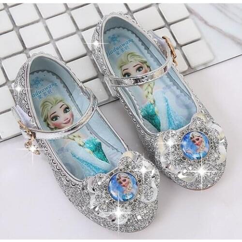 Fashion Girls Party Shoes Kids Flat Shoes Disney Frozen Children Leather Sandals For Baby Girls Elsa Shoes Christmas Gift