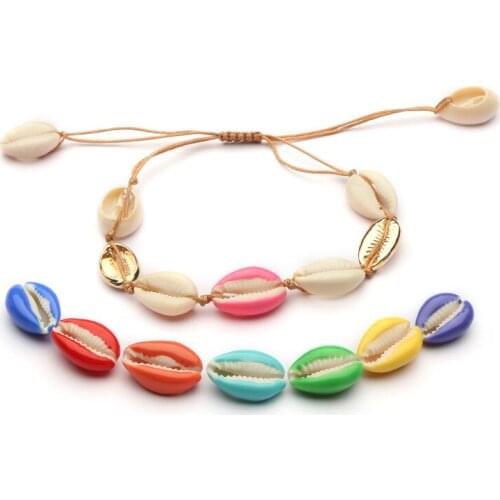 Natural Shell Conch Adjustable Bracelet Electroplated Colorful Shell Rope Bracelet Charms Women Party Wedding Jewelry Bracelets