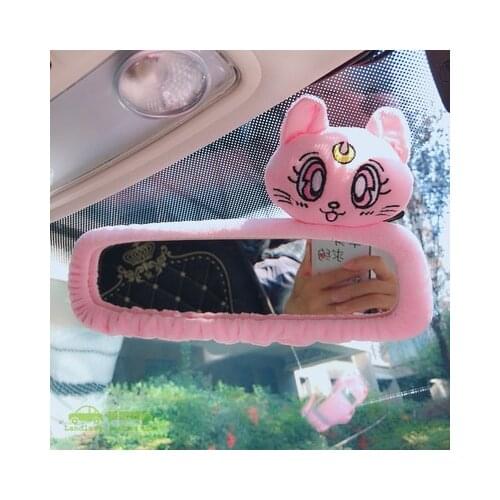 Adorable cat car rearview mirror cover cute creative Korean character mirror cartoon reversing decoration female