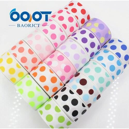 OOOT BAORJCT 176223 25mm 10 yard Dots Ribbons Thermal transfer Printed grosgrain Wedding Accessories DIY handmade material