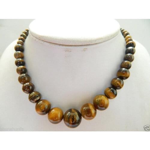 6-14mm African Roar Tigers Eye Natural stone Necklace 18inch