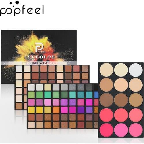 POPFEEL 123 Color Matte Eyeshadow Power Palette + 15 Color Facial Blush Highlighter Glitter Make Up Pigment Eyes Makeup Pallete