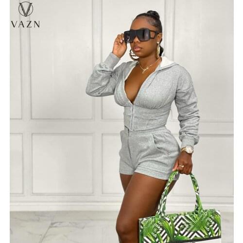 VAZN Hot High-end Daily Young Birthday Outfits Geometric Full Sleeve Short Pants Elements Print Two Piece Set Colorful Sexy