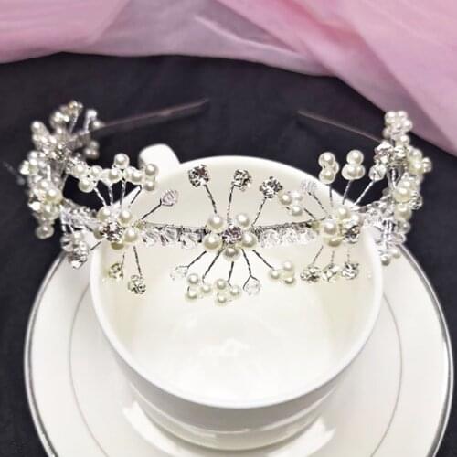 Fashion Pearl Crystal Haedbands For Bride Wedding Crown Headband Headpiece Tiara Hair Band Bridal Hair Accessories Jewelry
