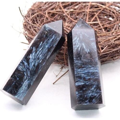 Natural Crystal Point Astrophyllite Healing Stone Quartz Tower Fireworks stone Ornament for Home Decor Reiki Energy Stone