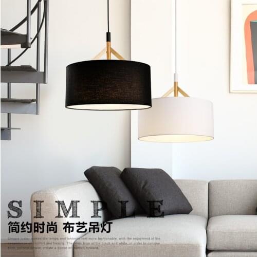 Simple Wood Cloth Art Droplight Modern LED Pendant Light Fixtures For Living Dining Room Handmade Hanging Lamp Indoor Lighting