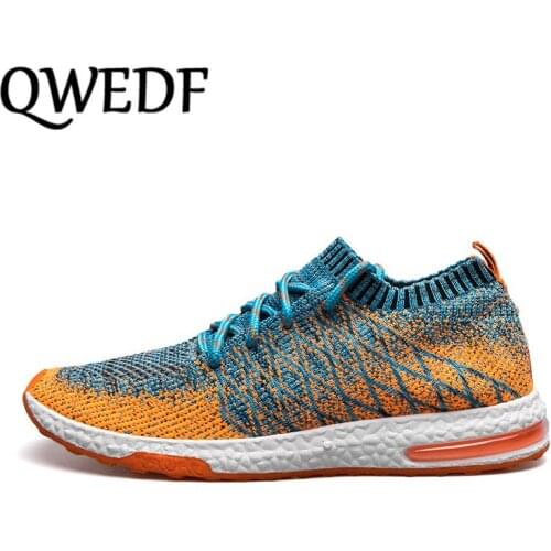 QWEDF Men Shoes Beathable Air Mesh Men Casual Shoes Slip on Summer Sock Shoes Men Sneakers Tenis Masculino Adulto Big Size D5-09