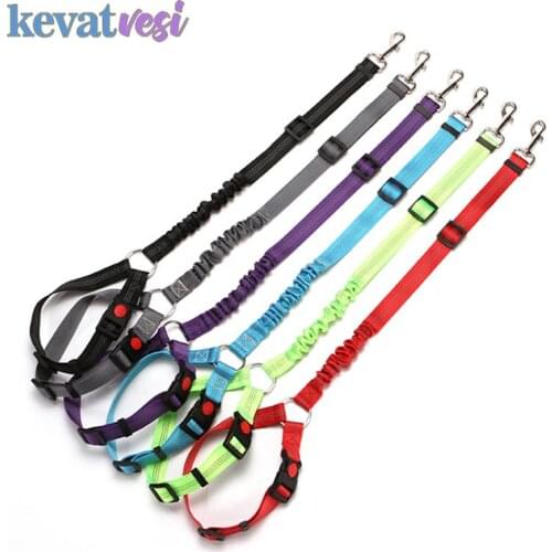 Adjustable Harness Car Seat Belt Pet Dog Leash Elasticity Nylon Dog Leash Puppy Accessories French Bulldog Travel Dog Supplies