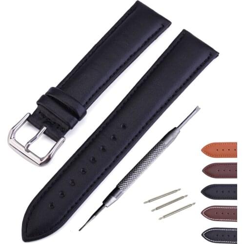 Calf genuine Leather Watch Bands Strap Stainless Steel Butterfly Clasp 1214 16 18 20 22 24 Watchband