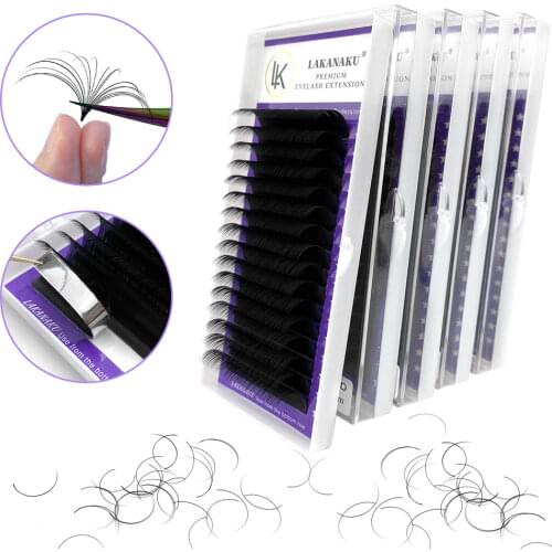 LAKANAKU 3pcs/ Lot 16Rows Eyelash Extension Individual Eyelashes 0.05-0.20mm Thickness C D Curl Mink Makeup Lash Extension Lash