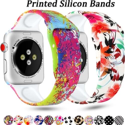 Silicone Strap For Apple Watch band 42mm 38mm iwatch 44mm 40mm pulseira correa Printed bracelet appleWatch Se 5 4 3 2 1 6