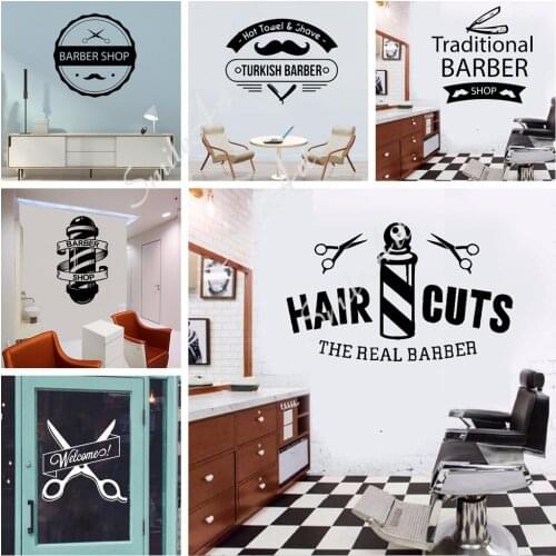 Cute BARBER SHOP Wall Sticker Self Adhesive Vinyl Waterproof Wall Art Decal For Kids Rooms Decoration Decal Creative Stickers