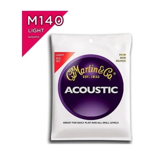 MartinGuitar M140 80/20 Bronze Light Acoustic Guitar Strings, 012-054