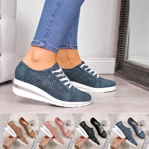 Women Flats Shoes Female Autumn Hollow Breathable Mesh Casual Shoes For Ladies Slip On Flats Loafers Shoes Beach Wedges Shoes