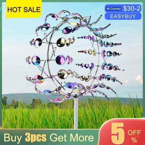 Unique And Magical Metal Windmill Solar Wind Spinner Kinetic Metal Wind Spinners For Outdoor Lawn Garden Decorative Stakes