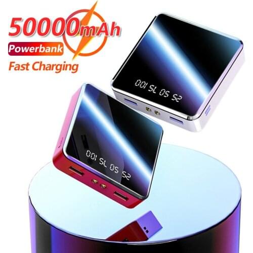 50000mAh Mini Fast Charging Power Bank with LED Light Portable Power Bank External Battery Quick Chargeing for IPhone Xiaomi