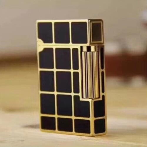 100% New vintage dupont bright sound gas lighter windproof copper body for cigarette