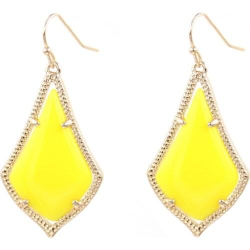 High Quality Shinny Colors Yellow Purple Resin Smooth WaterDrop Dangle Earring for Women